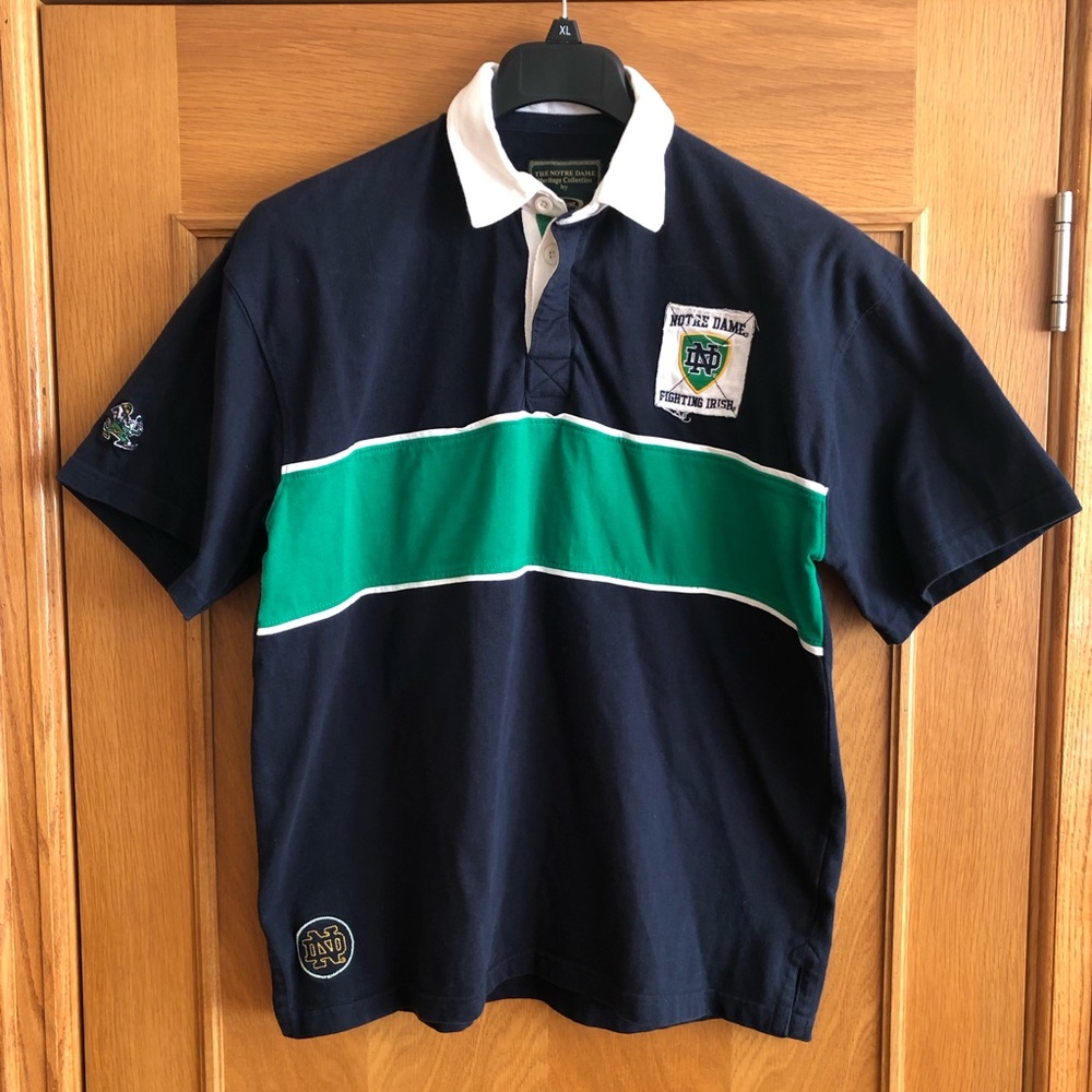 Lansdowne The Notre Dame Heritage Collection Men's Short Sleeve Rugby Shirt Sz L